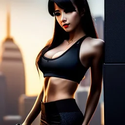 Cyberpunk Girl Wearing a sports bra, mas