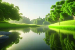 A tranquil natural landscape reflecting the tranquility and ecological balance