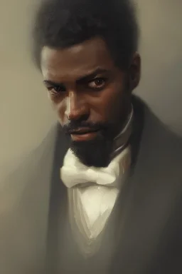 Portrait of a black victorian gentleman, male, detailed face, 19th century, highly detailed, cinematic lighting, digital art painting by greg rutkowski