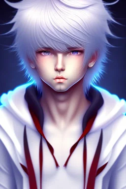 Shota, cute, portrait, white hair, blue eyes