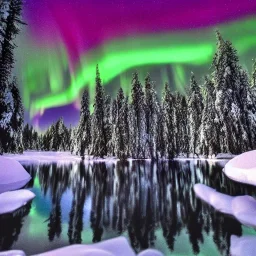 high-quality, fine-detail photography of beautiful, stunning, winter forest surrounding large reflective lake with vibrant, colorful northern lights filling sky, Norway, Iceland, 8k resolution, realistic, intricate, 3D, digital art, detailed matte, volumetric lighting, brian froud, howard lyon, selina french, annie stokes, lisa parker, greg rutowski