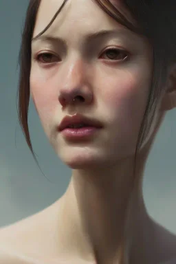 a female portrait, upclose, clear, majestic, flow, illustration, concept art, by Greg Rutkowski, Sung Choi, Mitchell Mohrhauser, Maciej Kuciara, Johnson Ting, WLOP