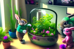 Bubbles the Bunny, with her boundless energy, decided to bring a touch of nature into their room. With the help of Snuggles, they planted a tiny indoor garden, nurturing colorful flowers and miniature plants. The room transformed into a lively garden, teaching the toys the joy of caring for something and watching it bloom.