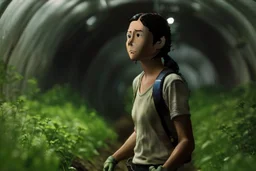 A young Oxygen farmer in a tunnel