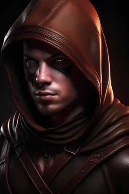 fantasy male human half body assassin with an hood, epic, cinematic, realistic, detailed, digital art,