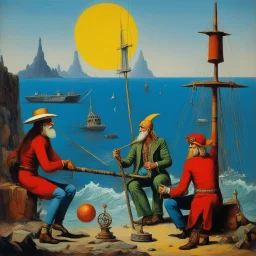 1970s Nautical Cult and Sixties Era Hippies painted by max ernst