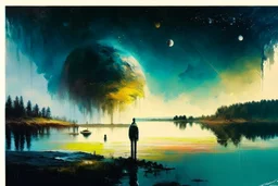 epic, cosmos, persons, big epic lake, planet, vegetation, movie poster hd, lesser ury and otto pippel painting