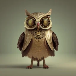 Steampunk Owl,full body shining gold metal, elegant, tilt shift, volumetric lighting, extreme detail, Photorealism, macro lens 100mm, cinema4d, HDR, 8k, unreal engine 5