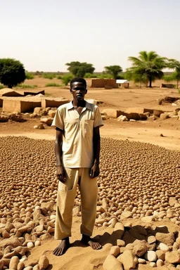 Sudan, destroyed city, one man standing