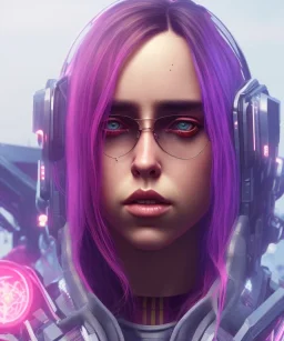 Billie Eilish, in stockings, cyberpunk2077, photorealistic