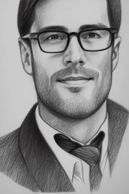 Pencil sketch of a Man with Glasses on lined paper