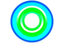 app logo, green play button in the middle of circle, blue and green