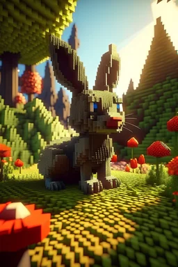 "Generate a visually striking 4K Full HD animated scene featuring a Minecraft rabbit, inspired by the stylistic elements found in animated films. Emphasize lifelike movements, intricate details, and vibrant surroundings to bring the Minecraft game world to cinematic life. The final output should showcase the rabbit in a captivating and visually stunning manner, reflecting the charm and creativity of animated storytelling."