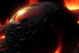 Planet cracking with lava in a giant solar system --ar 16:9