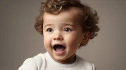 Excited little male toddler, showing his head and upper body, perfect sparkling eyes, perfect anatomy, exquisite composition, beautiful detailed intricate detailed octane render, 8k artistic photography, photorealistic, soft natural volumetric cinematic perfect light, chiaroscuro, award-winning photograph, masterpiece, raphael, caravaggio, bouguereau