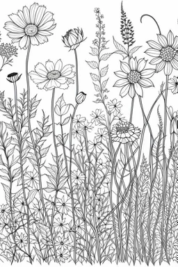 coloring book image of wildflowers