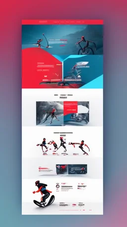 Design a user-friendly and visually appealing landing page for a sport website, prioritizing an intuitive user experience, red colors, power, skii, running, riding a bike, swimming