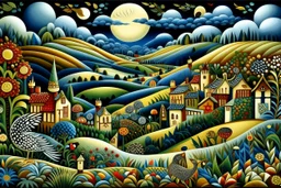 Nocturnal picturesque scenery patchwork by Dee Nickerson, Catherine Abel, nocturnal Modifiers: elegant dof fantasy intricate very attractive beautiful high detail dynamic lighting fantastic view high definition crisp quality colourful very cute cinematic postprocessing SALVADOR DALI Shrink to fit