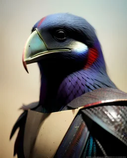 "magican, mysterious Kenku male, bird, full-scale head and shoulders portrait, 8k resolution concept art portrait by Greg Rutkowski, Artgerm, WLOP, Alphonse Mucha dynamic lighting hyperdetailed intricately detailed Splash art trending on Artstation triadic colors Unreal Engine 5 volumetric lighting Splash art fantasy"