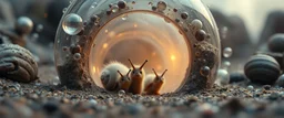 enter the strangest bubble doorway to weird dimension and the cam focus on its heavenly furry messed up snail creatures