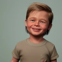 Brad Pitt toddler, smile, full body, hyper realistic