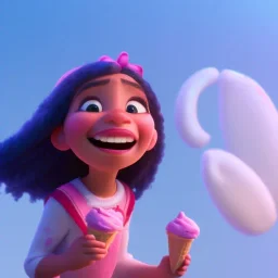 cute, adorable, smiling girl eating ice cream, candies flying all around her, Pixar, disney, cinema lighting, gaming, 8k, magic, love --q 1 --v 4