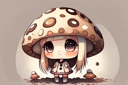 cute chibi girl as a mushroom