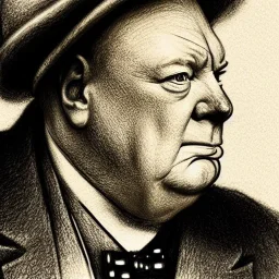 high-quality, fine-detail close-up pen and pencil sketch of winston churchill, portrait, 8k resolution, intricate, digital art, detailed matte painting, photorealistic, volumetric lighting, Rafael Augusto, Juan Francisco Casas, Anne Dittman, Anne Stokes, greg rutowski