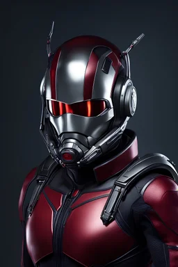 8k, super photorealistic, Elon Musk as Antman with helmet showing an face, antenna