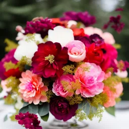 soft delicate flower arrangements with filigree in alcohol inks, soft red muted colors