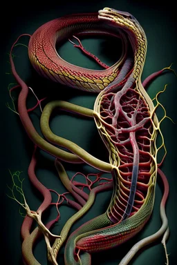 The vascular system of a snake