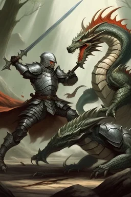 Knight fighting a dragon