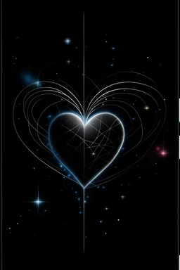 romantic book cover refrencing a heart, stars, lightning, and science on a black canvas