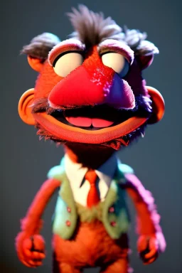 Waist up muppet Portrait, Nicolas maduro muppet doll, mostacho, photo studio, red background, unreal engine 5, concept art, art station, ray tracing, lumen lighting, ultra detail, volumetric lighting, 3d.