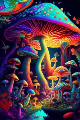 A colorful and magical world full of psilocybin