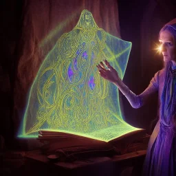 Cleric casting a magic spell, projecting hologram, 8k resolution, high-quality, fine-detail, iridescent, intricate, detailed matte, volumetric lighting, illustration, brian froud, howard lyon, selina french, anna dittmann, annie stokes, lisa parker, greg rutowski