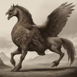 A creature with a combination of an eagle's head and a horse's body