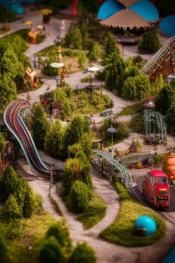 Macro photography, miniature theme park, ultra realistic, highly detailed, 16k