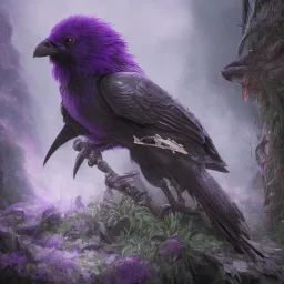 angry Raven warrior in black and purple battle armor, a highly detailed illustration, background of Inka jungle, realistic render, 8 k, micro detail, intricate, elegant, centered, digital painting, Artstation, smooth, sharp focus, illustration, artgerm, tomasz alen kopera, peter mohrbacher, donato giancola, joseph christian leyendecker, wlop, boris vallejo