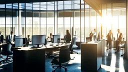 Certainly, here is a more detailed description of the ideal image for the article about "Successful Recruitment Strategies in the Business World" in English: The image features a well-lit, modern office space with large windows that provide ample natural light. The room is filled with a diverse group of employees who are engaged in various activities that reflect a dynamic work environment. In the foreground, a conference table is visible, where a team of professionals is gathered for a recruit