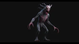 creature for a russian horror videogame, silent hill style, creepy, 3d model, t-pose