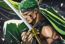 Zoro in anime concept sketch artstyle, neon effect, war, very close picture, apocalypse, intricate details, highly detailed, high details, detailed portrait, masterpiece,ultra detailed, ultra quality