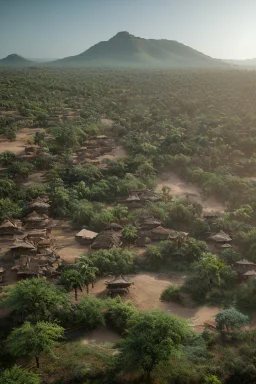 A photo taken from an african village "ninja", <character or scene>, kente, cinematic lighting --v 4 --q 2