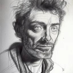 Portrait drawing of a creative artist