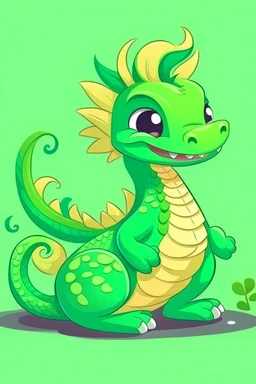 A cute Chinese green dragon