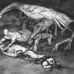 Demon standing over dead body