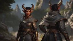 dnd character art of a tiefling cleric. high resolution cgi, small horns and ears, unreal engine 6, high detail, cinematic.