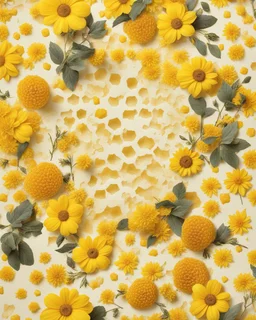 honeycomb and borja on yellow floral background