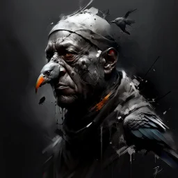 2d art, man, pigeon head, horror --v4