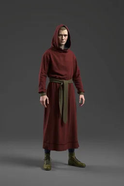 young russian monk for a horror , silent hill style, 3d model, t-pose, full length